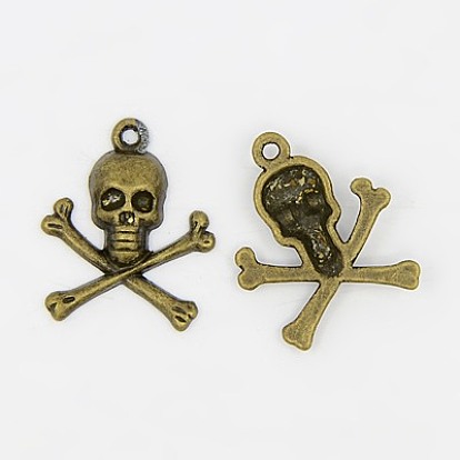 Tibetan Style Alloy Pendants, Lead Free and Cadmium Free, Pirate Style Skull, 24x20x4mm, Hole: 2mm, about 680pcs/1000g