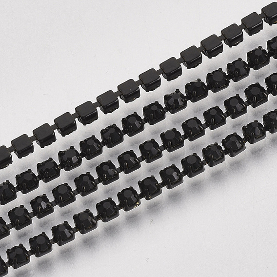 Cadenas de strass de diamantes de imitación de hierro de electroforesis, cadenas de la taza del Rhinestone, con carrete