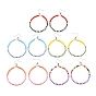 Perles de rocaille en verre colorées grandes boucles d'oreilles pendantes pour fille femmes, 304 boucle d'oreille en acier inoxydable