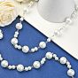 Handmade Round Glass Pearl Beads Chains for Necklaces Bracelets Making, with Iron Eye Pin, Unwelded, Platinum, 39.3 inch