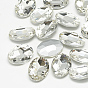 Pointed Back Glass Rhinestone Cabochons, Faceted, Oval