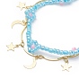 Латунные подвески в виде луны и звезды, двухслойный браслет из нескольких нитей для женщин