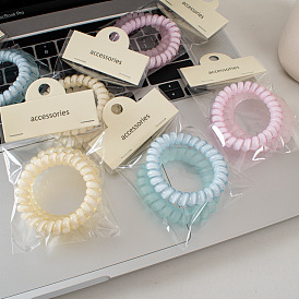 Jelly-colored telephone wire hair tie for summer, matte texture, traceless elastic band.