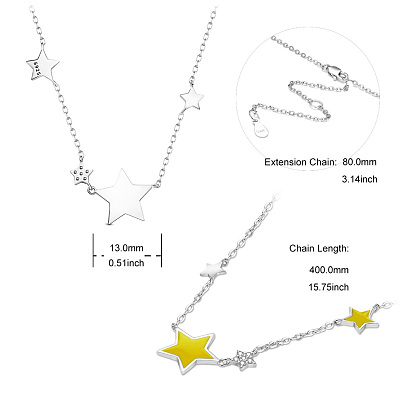 Shegrace 925 collares con colgante de plata esterlina, con resina epoxi y circonita cúbica, estrella