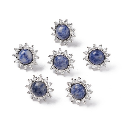 Gemstone Sun Stud Earrings with Cubic Zirconia, Platinum Brass Jewelry for Women, Cadmium Free & Nickel Free & Lead Free