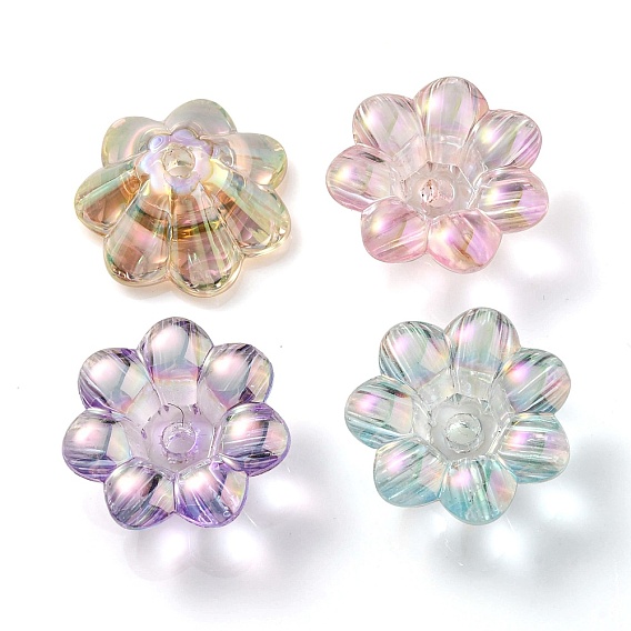 Placage uv perles acryliques irisées arc-en-ciel, fleur