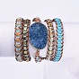 Bracelets de chaîne en cuir à cinq boucles, avec la pierre gemme, perles en verre et des accessoires en alliage