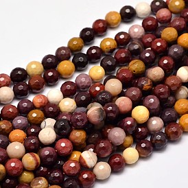 Facettes Mookaite naturelle rondes rangées de perles