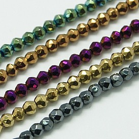Non-magnetic Synthetic Hematite Beads Strands, Faceted, Round, Hole: 1mm, 15.7 inch