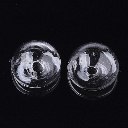 Handmade Blown Glass Bottles, for Glass Vial Pendants Making, Half Round