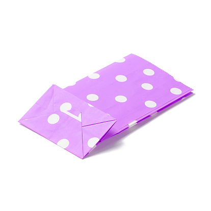 Sacs en papier kraft rectangle, aucun gère, sacs-cadeaux, motif de points de polka