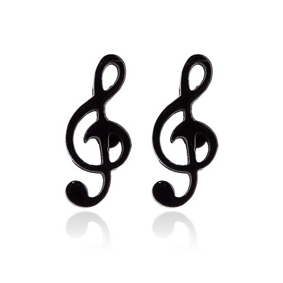 304 Stainless Steel Music Note Studs Earrings with 316 Stainless Steel Pins for Women