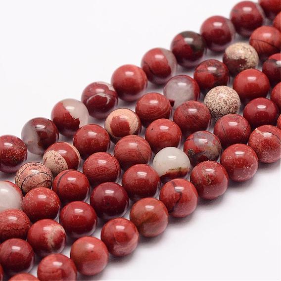 Jaspe rouge naturel brins de perles, ronde