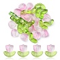 30 piezas 2 perlas de vidrio transparente estilo, tulipán y hoja