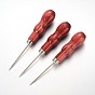 Stainless Steel Bead Awls, with Wood Cover, 125x20mm, Pin: 1~1.9mm