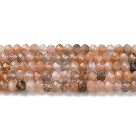 Brins de perles multi-pierres de lune naturelles, facette, rondelle