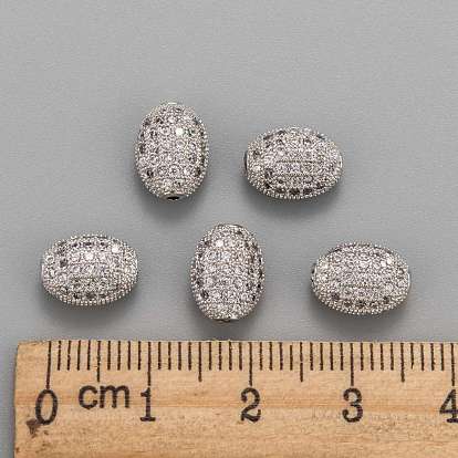 Micro en laiton pavent des perles cubes de zircone, ovale, 10x7x5.5mm, Trou: 1mm