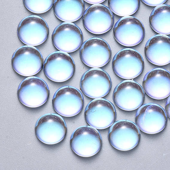 Cabochons de verre transparent, de couleur plaquée ab , demi-tour / dôme