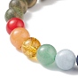 5 pcs 5 style bois naturel et pierres précieuses mélangées ensemble de bracelets extensibles à perles rondes, bijoux de yoga chakra pour femmes