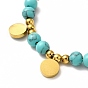 Placage ionique (ip) 304 colliers pendentif mauvais œil en acier inoxydable, colliers de perles turquoises synthétiques pour femmes