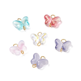 Butterfly Glass Golden Tone Iron Connector Charms