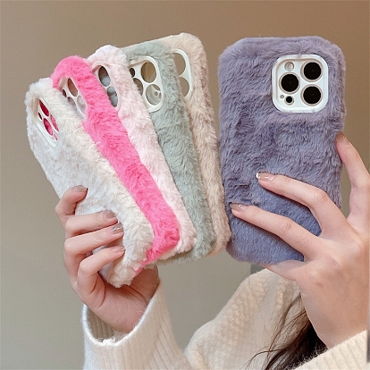 Warm Plush Mobile Phone Case for Women Girls, Plastic Winter Camera Protective Covers for iPhone13/13 Pro/13 Pro Max/14/14 Pro/14 Plus/14 Pro Max