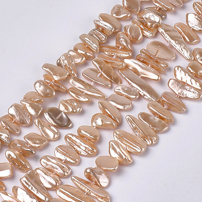 Electroplate Shell Pearl Beads Strands, Chip
