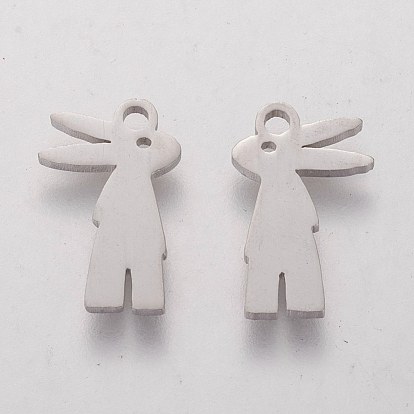 201 Stainless Steel Bunny Charms, Rabbit, Easter Bunny