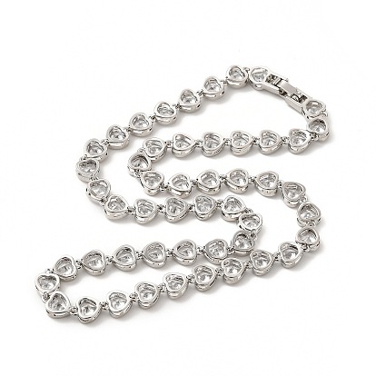 Ожерелье с цепочкой из прозрачного кубического циркония в форме сердца, стеллаж для латунных украшений для женщин, без кадмия и без свинца