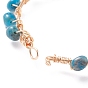 8 pcs 8 ensemble de bracelets de perles tressées de pierres précieuses mélangées naturelles de style, bijoux en fil de cuivre pour femmes, or et de lumière