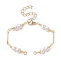 Brass Chain Bracelet Making, with Heart Acrylic Imitation Pearl Bead and Lobster Clasp, for Link Bracelet Making