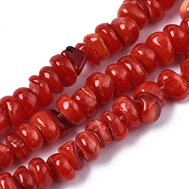Natural Freshwater Shell Beads Strands, Dyed, Nuggets Chips