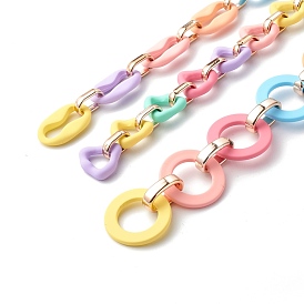 Handmade Link Chains Set, with Rubberized Style Acrylic Linking Rings & CCB Plastic Linking Rings, Mix-shaped