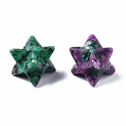 Rubis naturel en perles zoisite, pas de trous / non percés, Merkaba Star