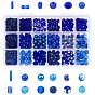 Pandahall elite 18 стильные синие стеклянные бусины, для летних браслетов, ожерелья изготовление ювелирных изделий, сглаз, круглый, рондель, овал, кость, трубка