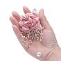 Silk Cloth Imitation Rose Corsage Boutonniere, with Plastic Beads, for Men or Bridegroom, Groomsmen, Wedding, Party Decorations
