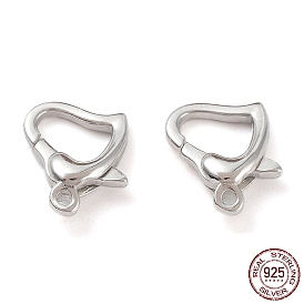925 Sterling Silver Lobster Claw Clasps, Heart