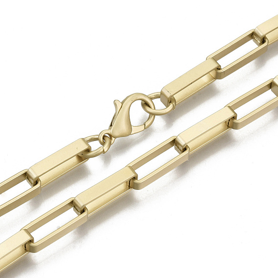 Chaînes vénitiens fer, chaîne de boîte, fabrication de collier de chaînes de câble trombone ovale, avec mousquetons en laiton, non soudée