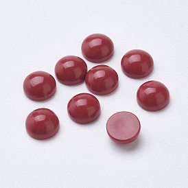 Synthetic Coral Cabochons, Dyed, Half Round/Dome