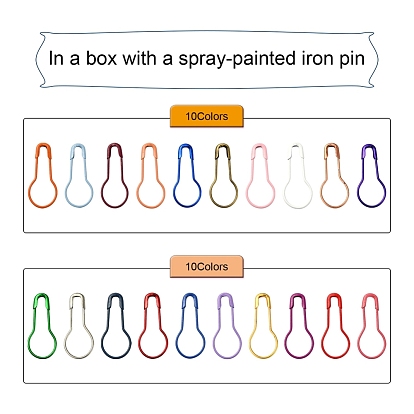 200Pcs Spray Painted Iron Calabash Pins, Knitting Stitch Marker