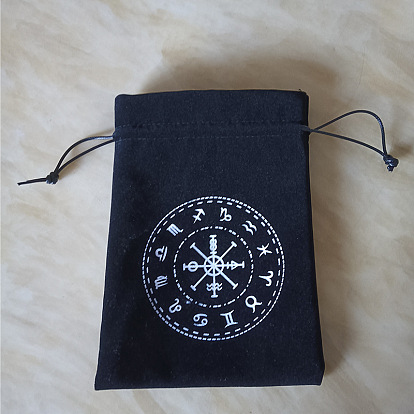 Bolsa de almacenamiento de cartas de tarot, tarot de terciopelo mochilas de cuerdas, rectángulo con patrón de constelación
