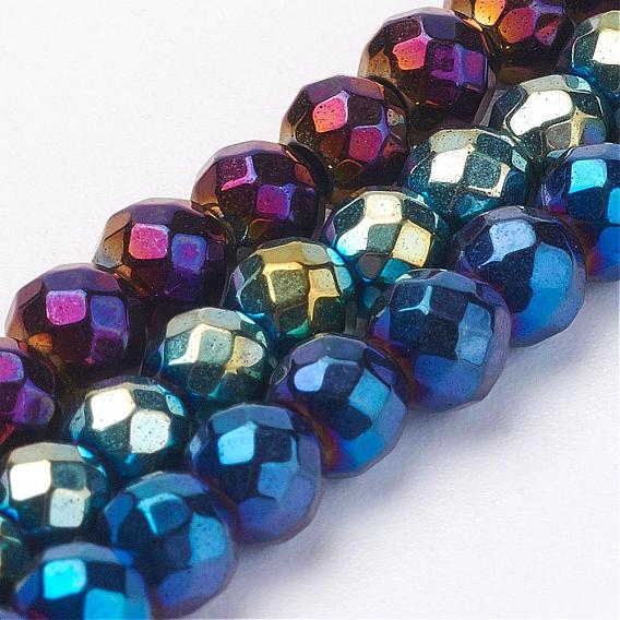 Electroplate Magnetic Synthetic Hematite Strands, Round, Grade A, Faceted
