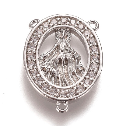 Liens de composant de lustre en laiton zircon cubique micro micro pavé, ovale avec la Vierge Marie