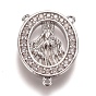 Brass Micro Pave Clear Cubic Zirconia Chandelier Component Links, Oval with Virgin Mary