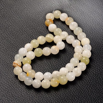 Natural Gemstone Beads Strands, Flower Jade, Round, 8mm, Hole: 1mm, 15 inch ~16 inch