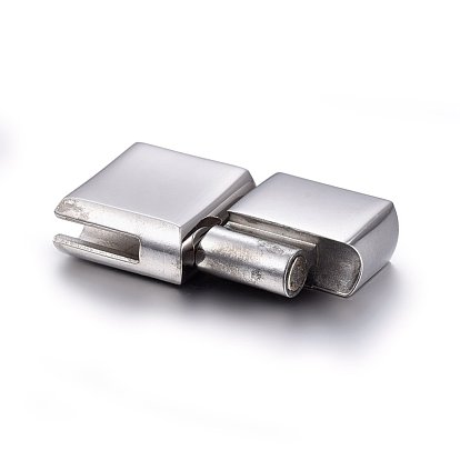 304 Stainless Steel Magnetic Clasps with Glue-in Ends, Curved Rectangle