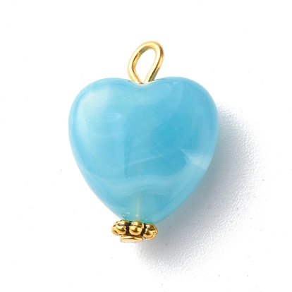 Acrylic Pendants, with Iron Finding, Tibetan Style Alloy Daisy Spacer Beads, Imitation Gemstone Style, Heart