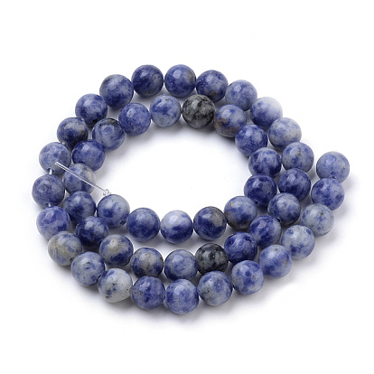 Brins de perles de jaspe bleu brésil naturel, ronde