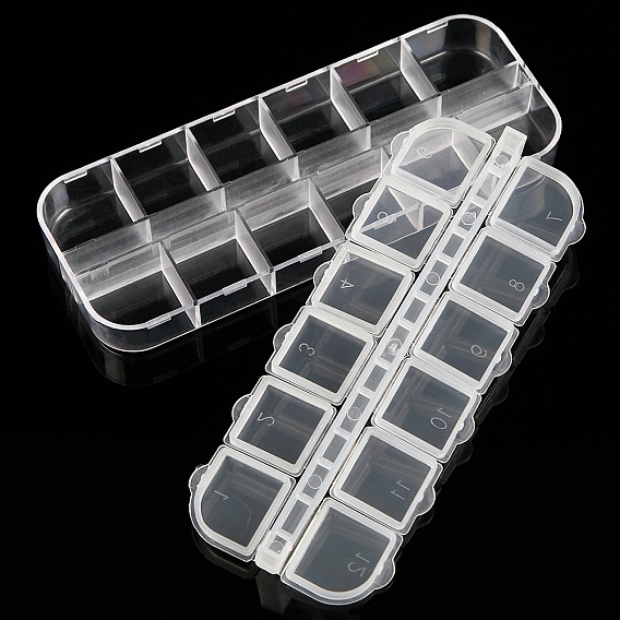 12 grilles récipients à billes en plastique, pour strass, cabochon nail art