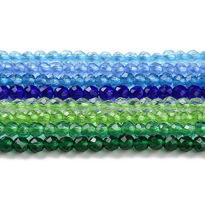 Transparent Glass Beads Strands, Faceted Round